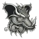 dragon and thai elephant head tattoo design idea