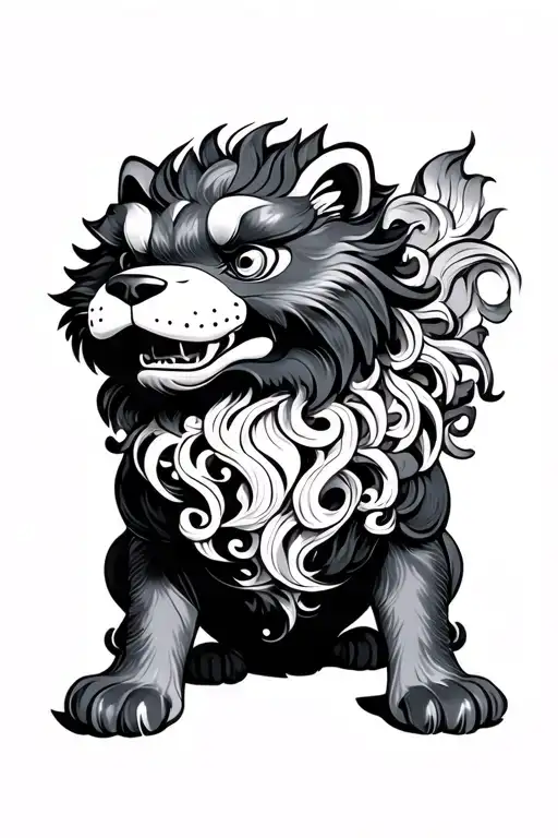 Japanese foo dog tattoo design idea
