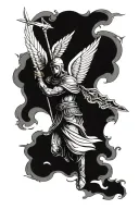 A Warrior angel leading soldiers tattoo design idea