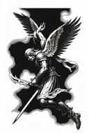 A Warrior angel leading soldiers tattoo design idea