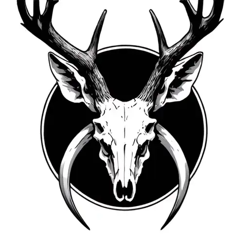 deer skull with tusks attached too the bottom jaw tattoo design idea