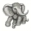 stuffed elephant with angel wings tattoo design idea