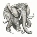 stuffed elephant with angel wings tattoo design idea