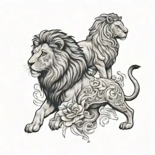 lion and lamb tattoo design idea