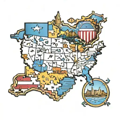 outline of Indiana, Wisconsin and Florida all connected like a puzzle tattoo design idea