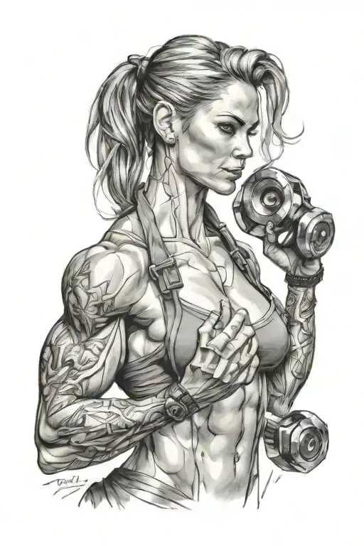 fitness bodybuilder women that is a programmer coding tattoo design idea