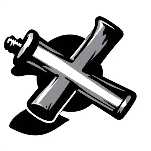 golf tee barbell cross tattoo design idea