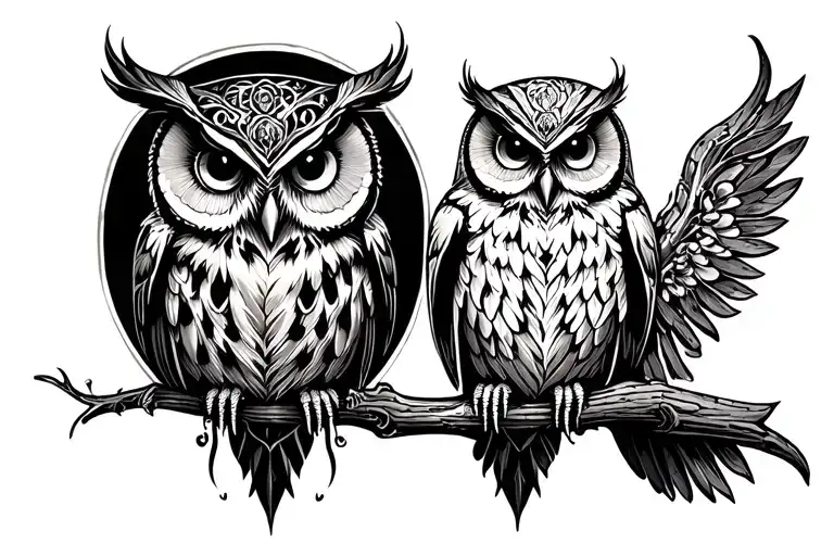 Owl sitting tattoo design idea
