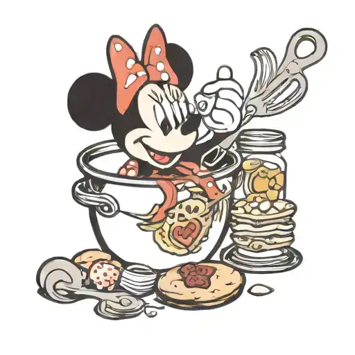 Minnie Mouse baking utensils and ingredients tattoo design idea