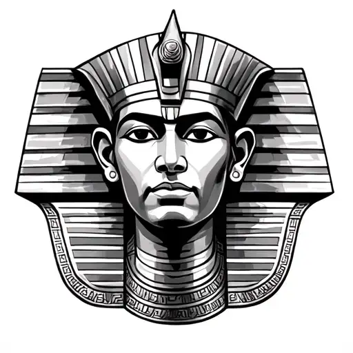 egypt god pharaon face within tattoo design idea