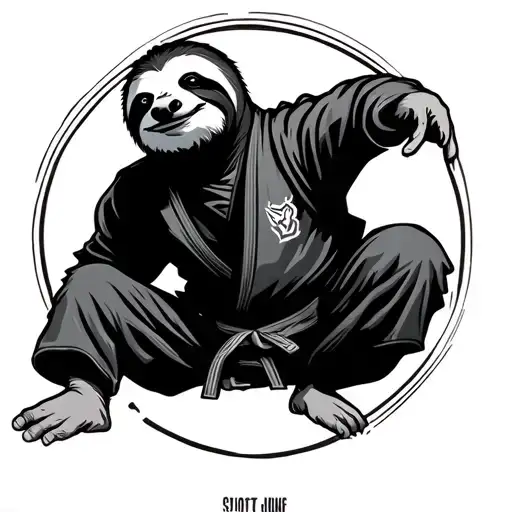 sloth bjj gi wearing tattoo design idea