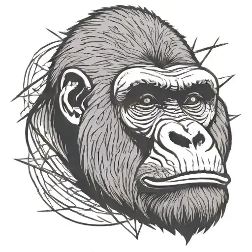gorilla face incorporated tattoo design idea