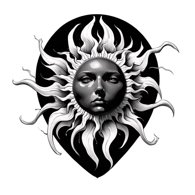 black sun tattoo design idea