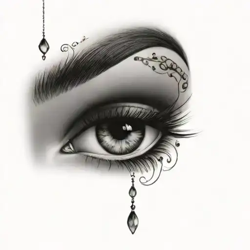  Gypsy eyes with diamonds tattoo design idea
