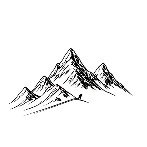 Ski with mountain landscape tattoo design idea