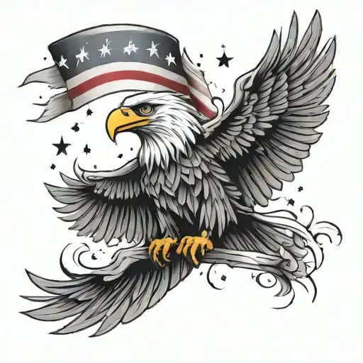 maga banner with eagle and fireworks  tattoo design idea