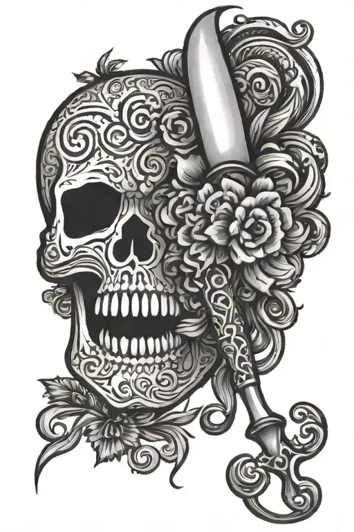 crochet hook combining tattoo design idea