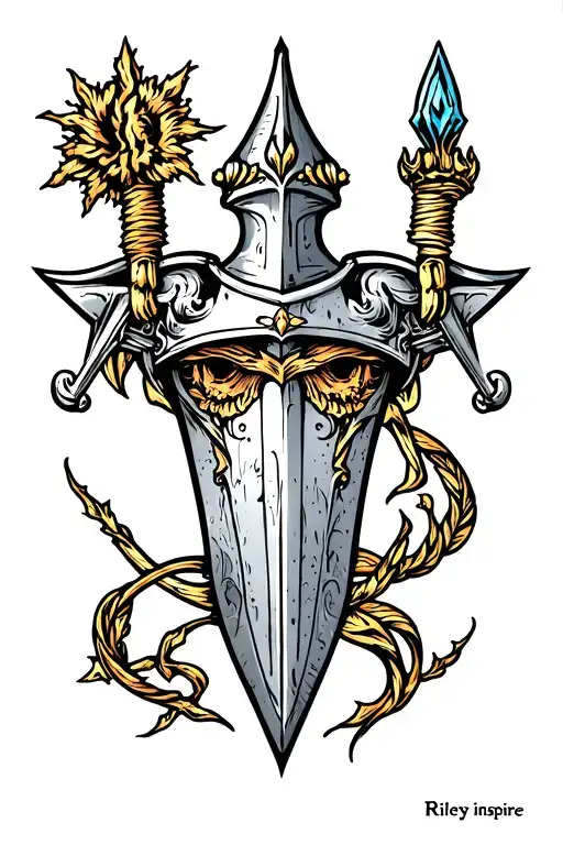 riley inspire tattoo featuring excalibur tattoo design idea