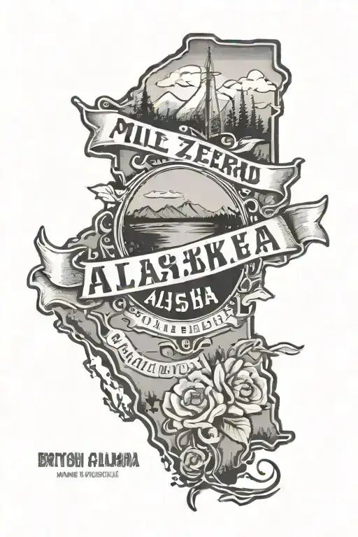 British Columbia post card featuring mile zero of the Alaska highway sign tattoo design idea