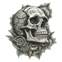 skull bullet hole tattoo design idea