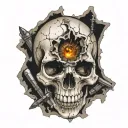 skull bullet hole tattoo design idea