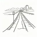 train tracks meet the road hitch hiking sunset  tattoo design idea