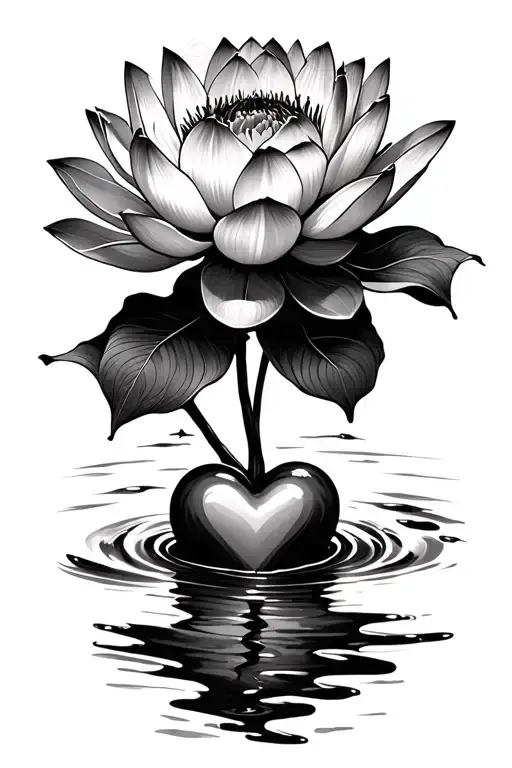 lotus blooming from the muddy water and paired with a heart  tattoo design idea