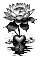 lotus blooming from the muddy water and paired with a heart  tattoo design idea
