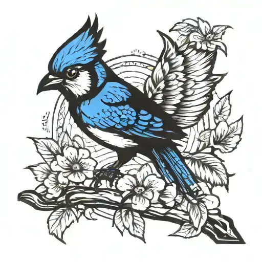 sailor Jerry blue jay bird tattoo design idea
