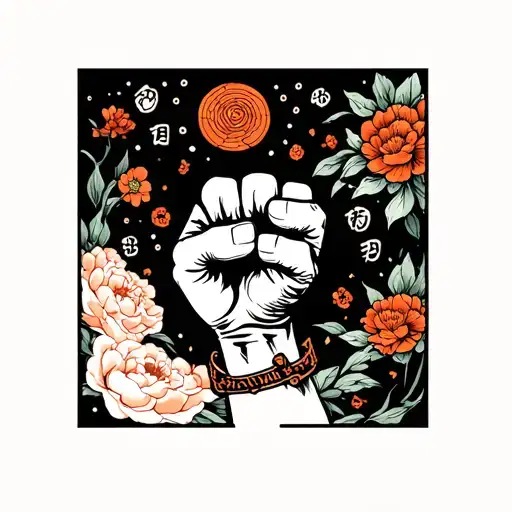 Philippians 4:13 incorporated into a design with a fist tattoo design idea