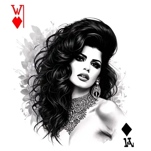 amy winehouse in a playcard tattoo design idea
