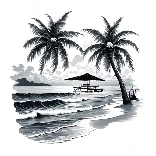 beach themed half sleve  tattoo design idea