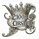 2008 in cursive with a tilted crown   tattoo design idea