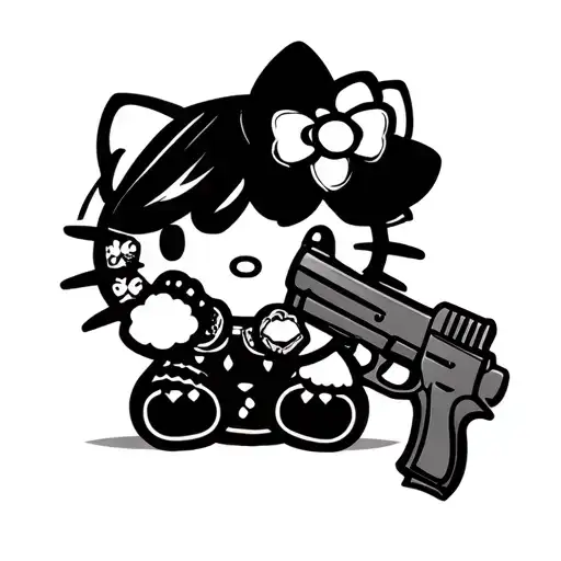 Hello kitty with a gun, Goth aesthetic, tattoo design tattoo design idea