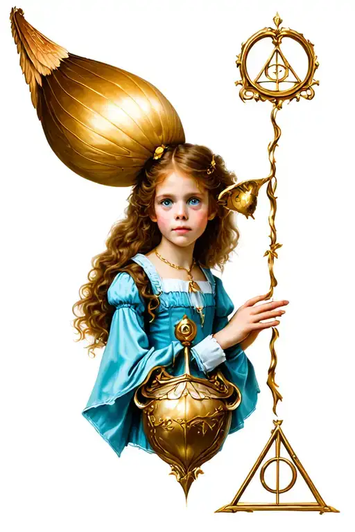 alice in wonderland , Peter Pan, golden snitch and deathly hallows tattoo design idea