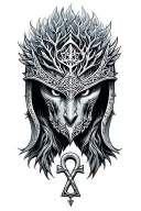 frozen odin helmet with the tree of life and ankh tattoo design idea