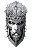 frozen odin helmet with the tree of life and ankh tattoo design idea