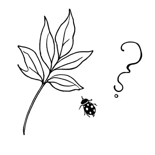 sycomore leaf falling in autumn, ladybug flying away from it black tattoo tattoo design idea