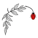 sycomore leaf falling in autumn, ladybug flying away from it black tattoo tattoo design idea