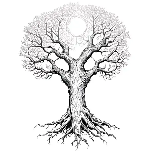 Iggdrasil tree forearm tattoo design idea