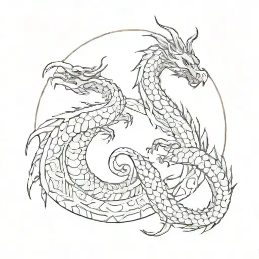 dragon on white part, scorpion on black, yin yang tattoo design idea
