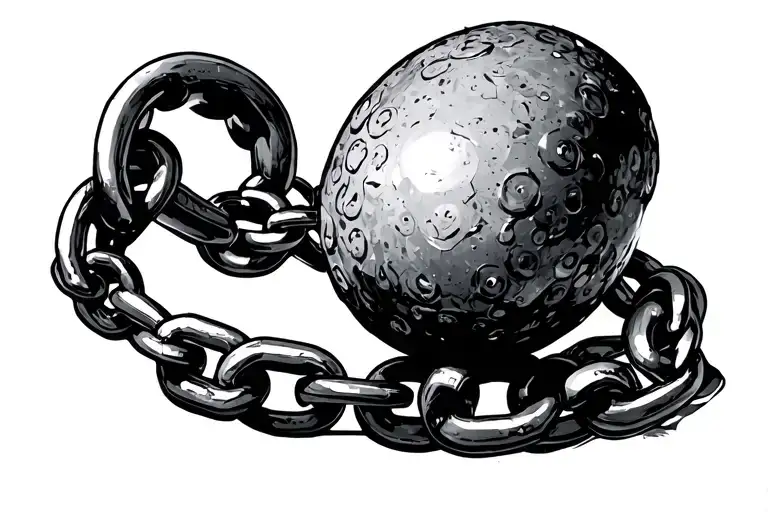 ball and chain tattoo design idea