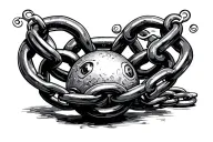 ball and chain tattoo design idea