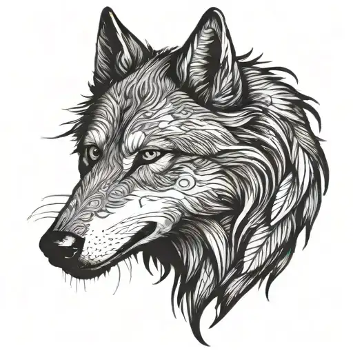 wolf and a raven tattoo design idea