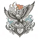 phoenix rising from dumpster fire tattoo design idea