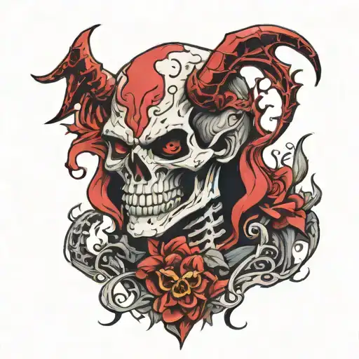 devil skeleton tattoo design idea