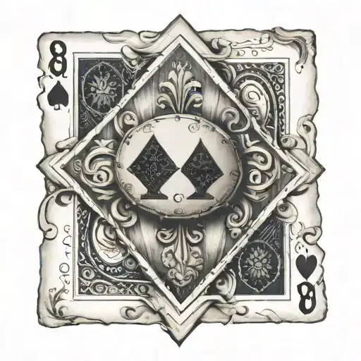 eight three of diamonds playing card tattoo design idea