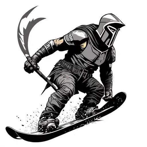 spartan warrior on a snowboard tattoo design idea