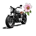 simple motorcycle with birth flower of march and the name christopher  tattoo design idea