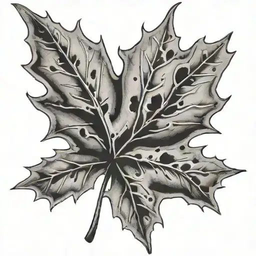 maple leaf with bullet holes tattoo design idea